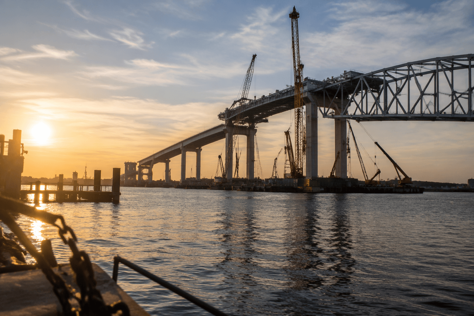 Moore, congressional leaders tour Francis Scott Key Bridge rebuild site