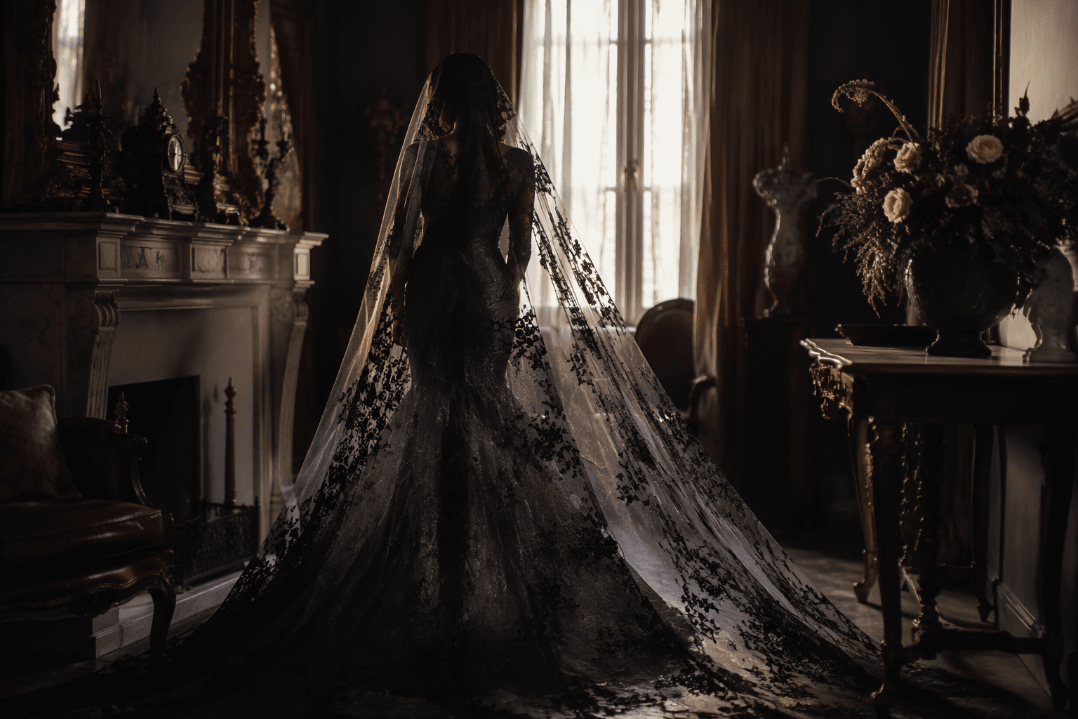 Emma Roberts’ veil fuels a Victorian, gothic bridal shift