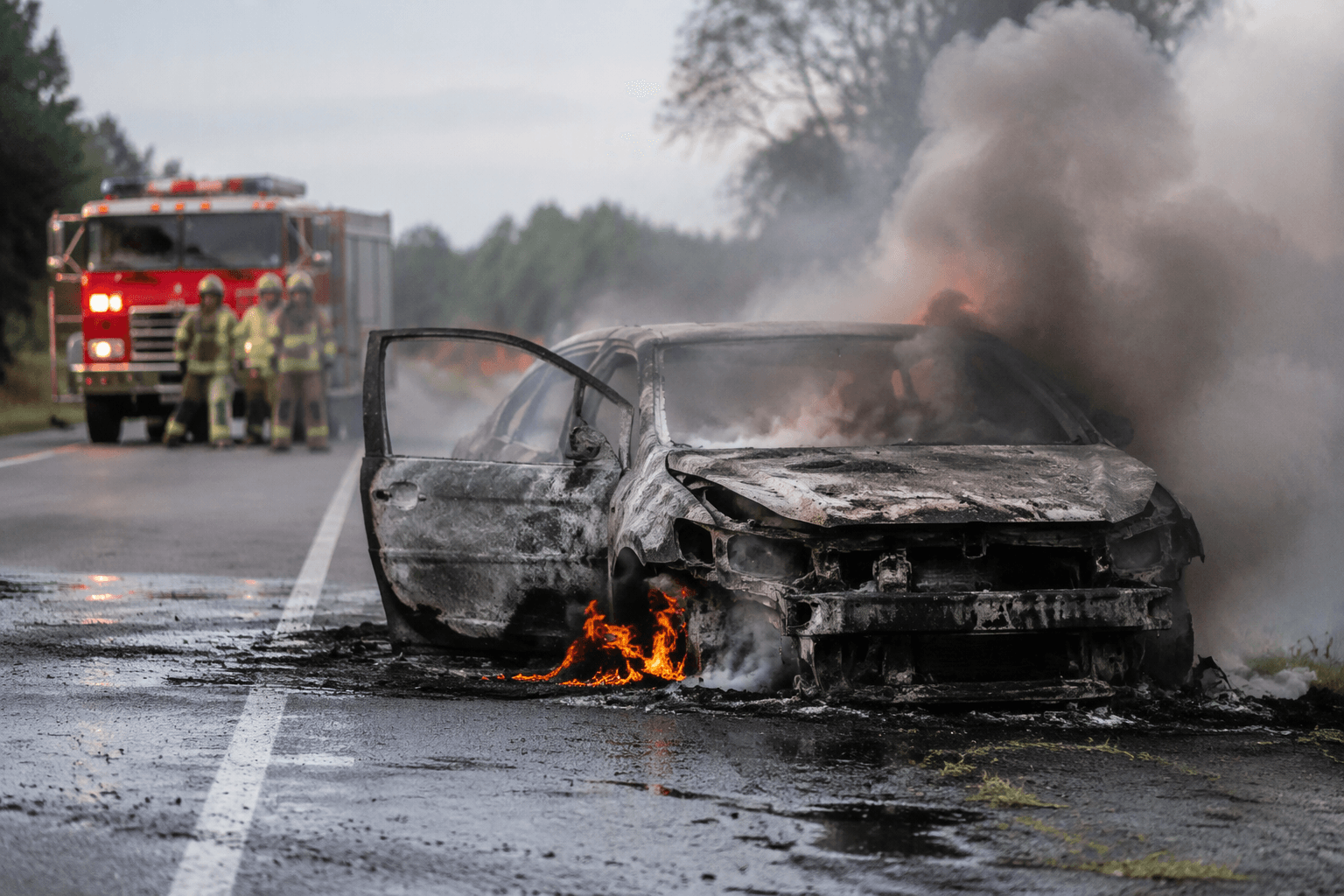Vehicle fire west of Perham leaves car a total loss