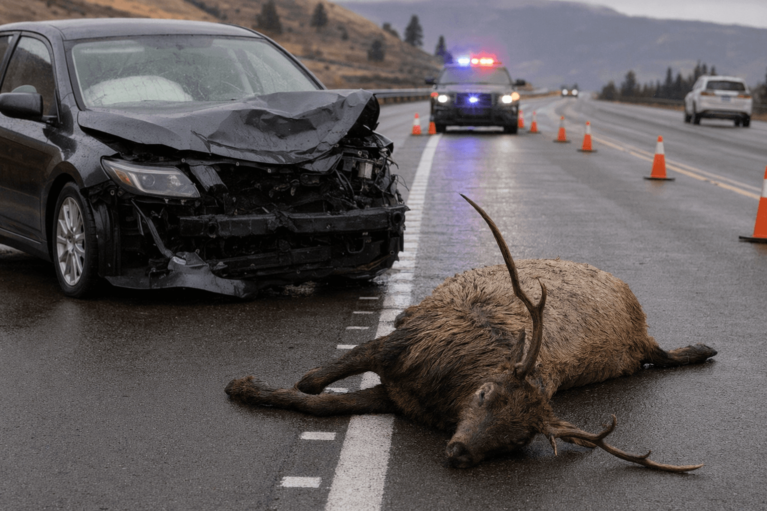 Two drivers hit elk on I-84 near Baker City, one injured