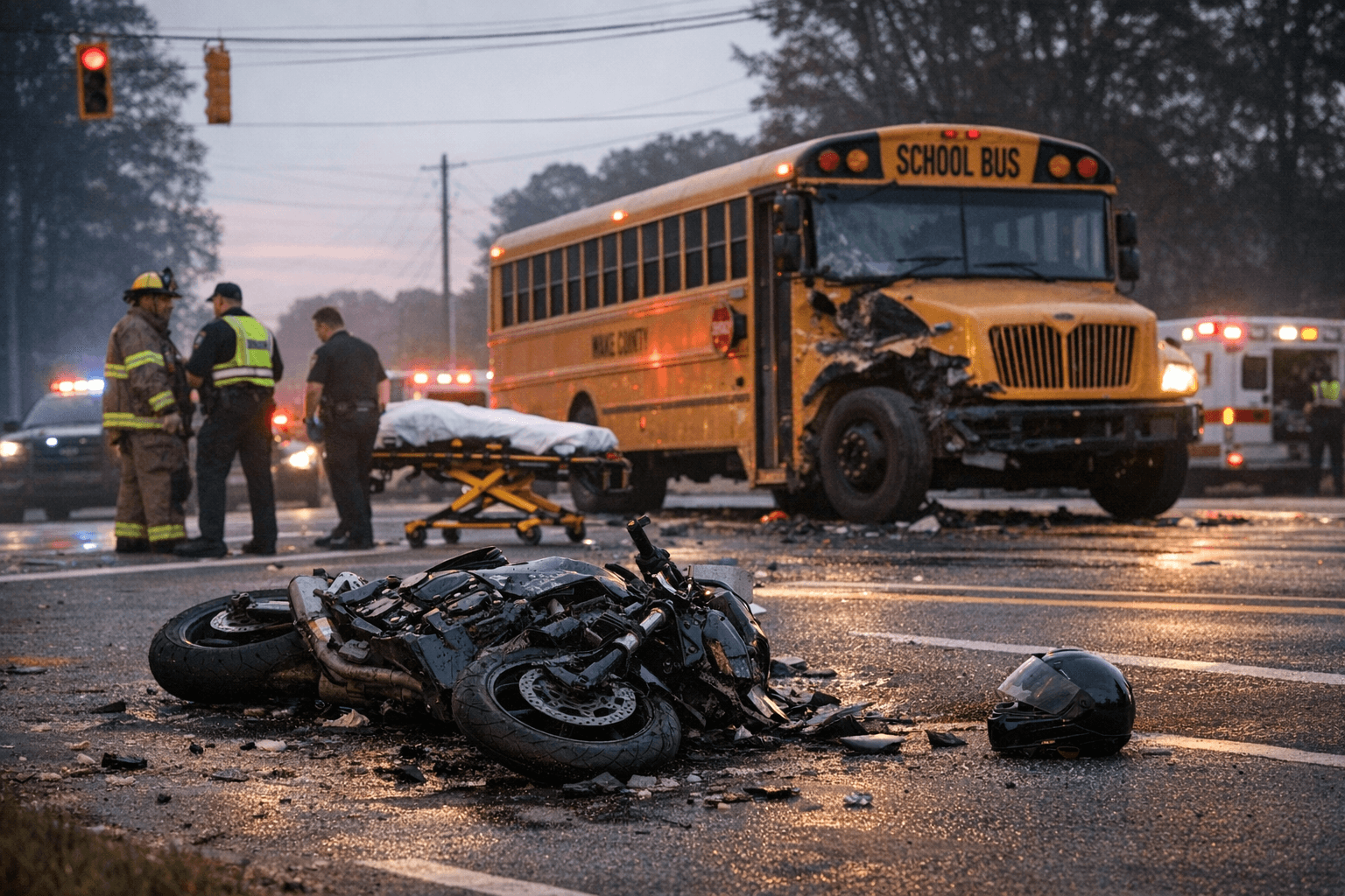 Motorcycle and Wake County School Bus Collide, Rider Dies