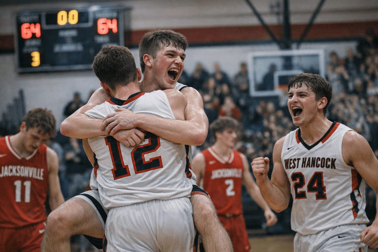 Early January high school scoreboard shows West Hancock defeat Jacksonville