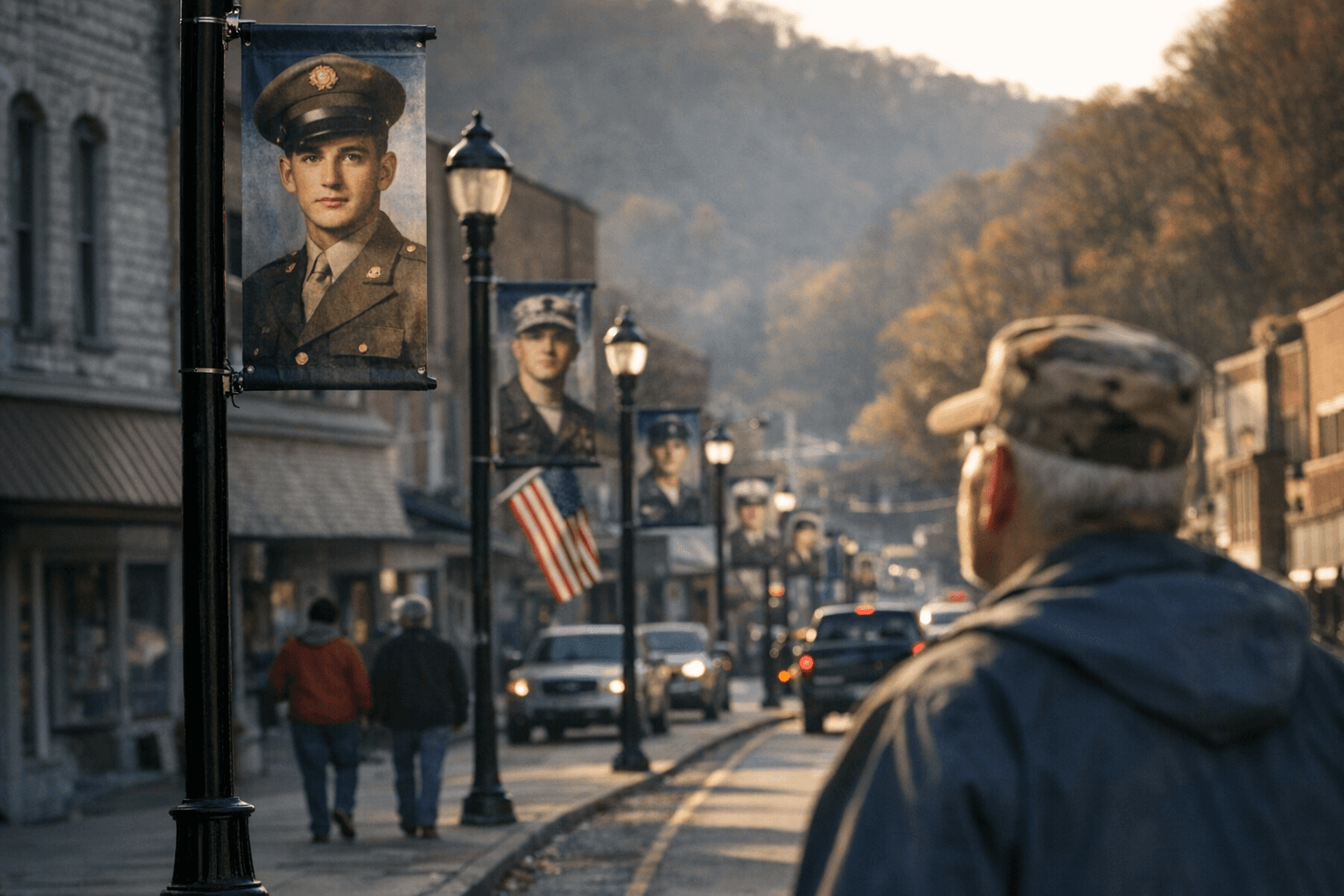 Downtown Hazard displays banners honoring Perry County veterans this Veterans Day