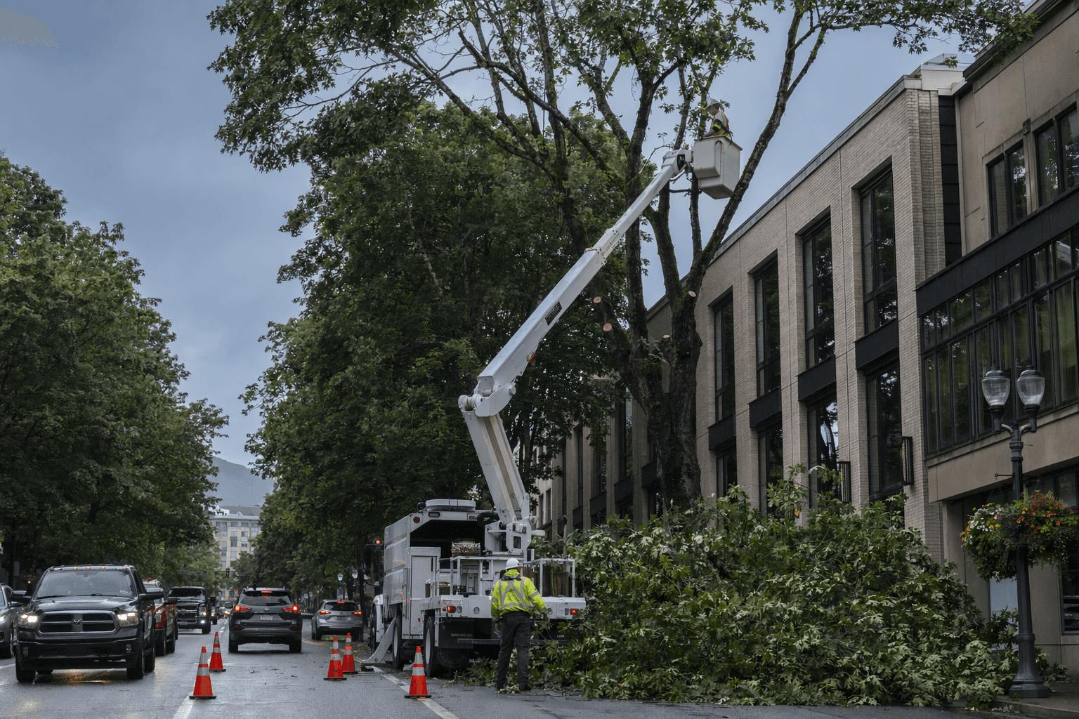Downtown Eugene tree removal brings lane restrictions, short delays this week