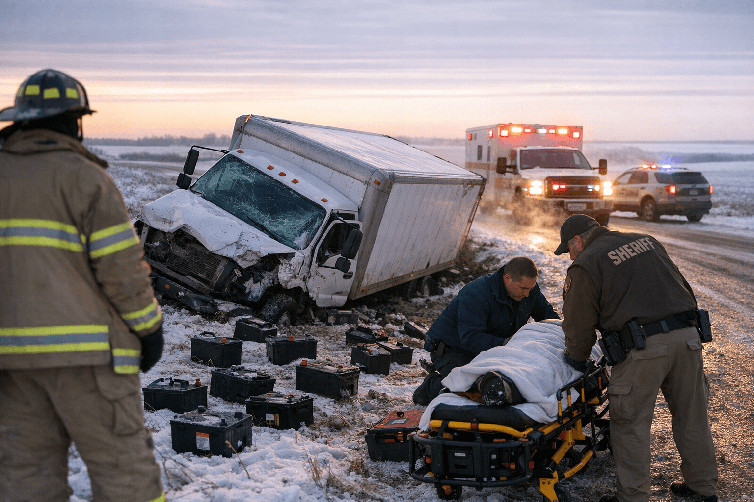 Early Morning Box Truck Crash Near Gackle Sends One To Hospital