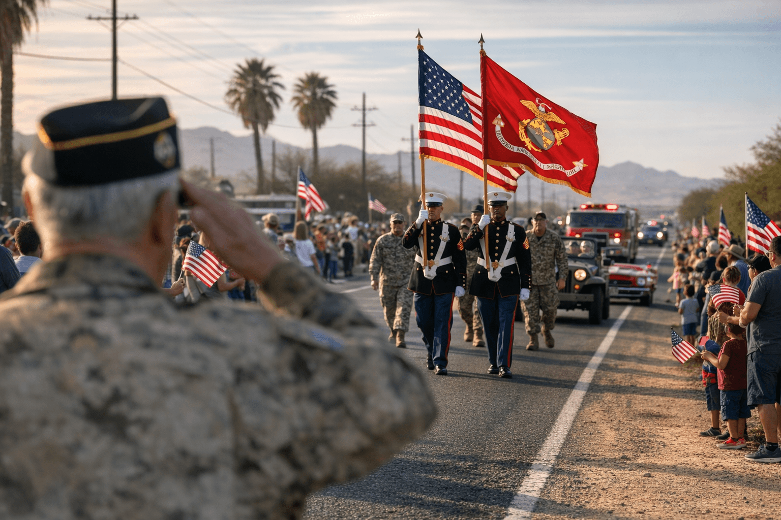 Wellton Honors Veterans, Community Gathers Along U.S. Highway 80