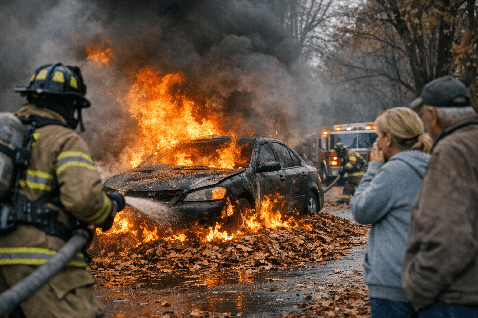 Car Ignites After Parking on Leaves, Officials Warn Residents