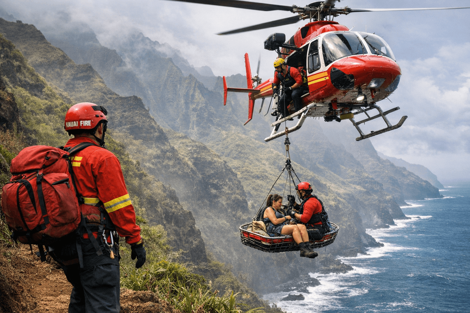 Kaua‘i Fire Helicopter Evacuates O‘ahu Hiker From Kalalau Trail November 19