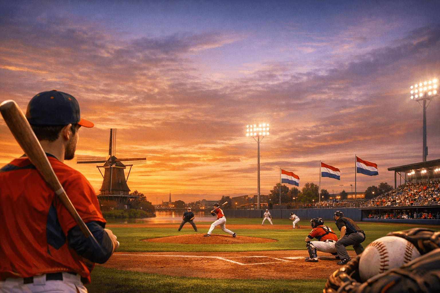 Baseball in Netherlands background