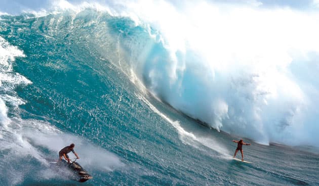 Laird Hamilton and Dave Kalama make big-wave foil surfing breakthrough at Jaws
