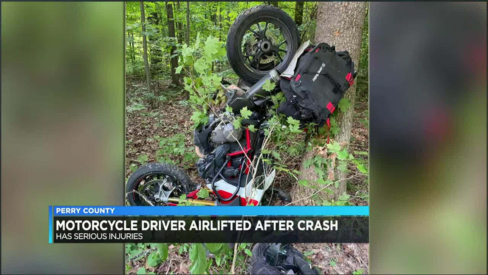 Motorcycle crash in Perry County leads to airlift for injured rider