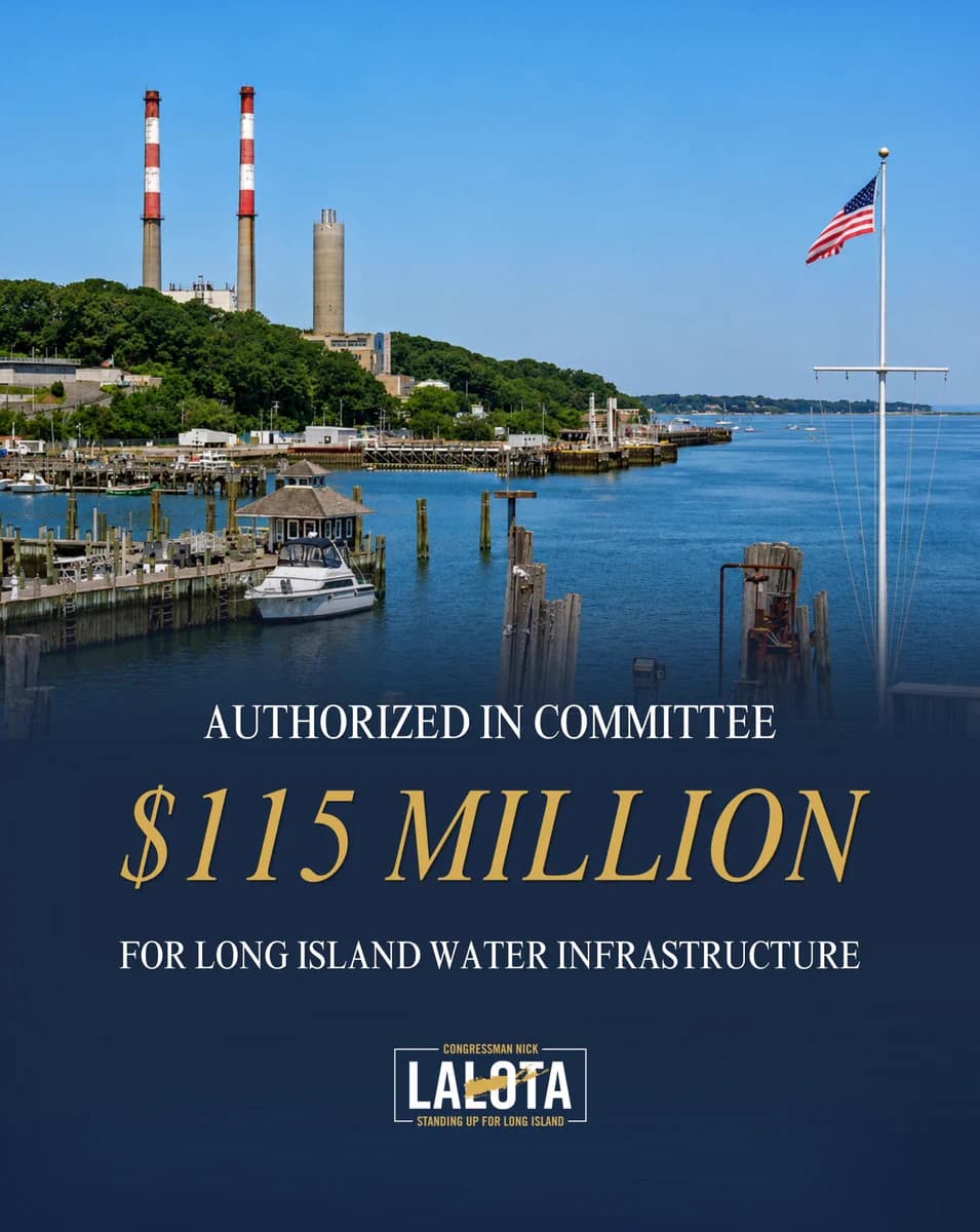 LaLota says $115 million water bill advances for Suffolk County projects