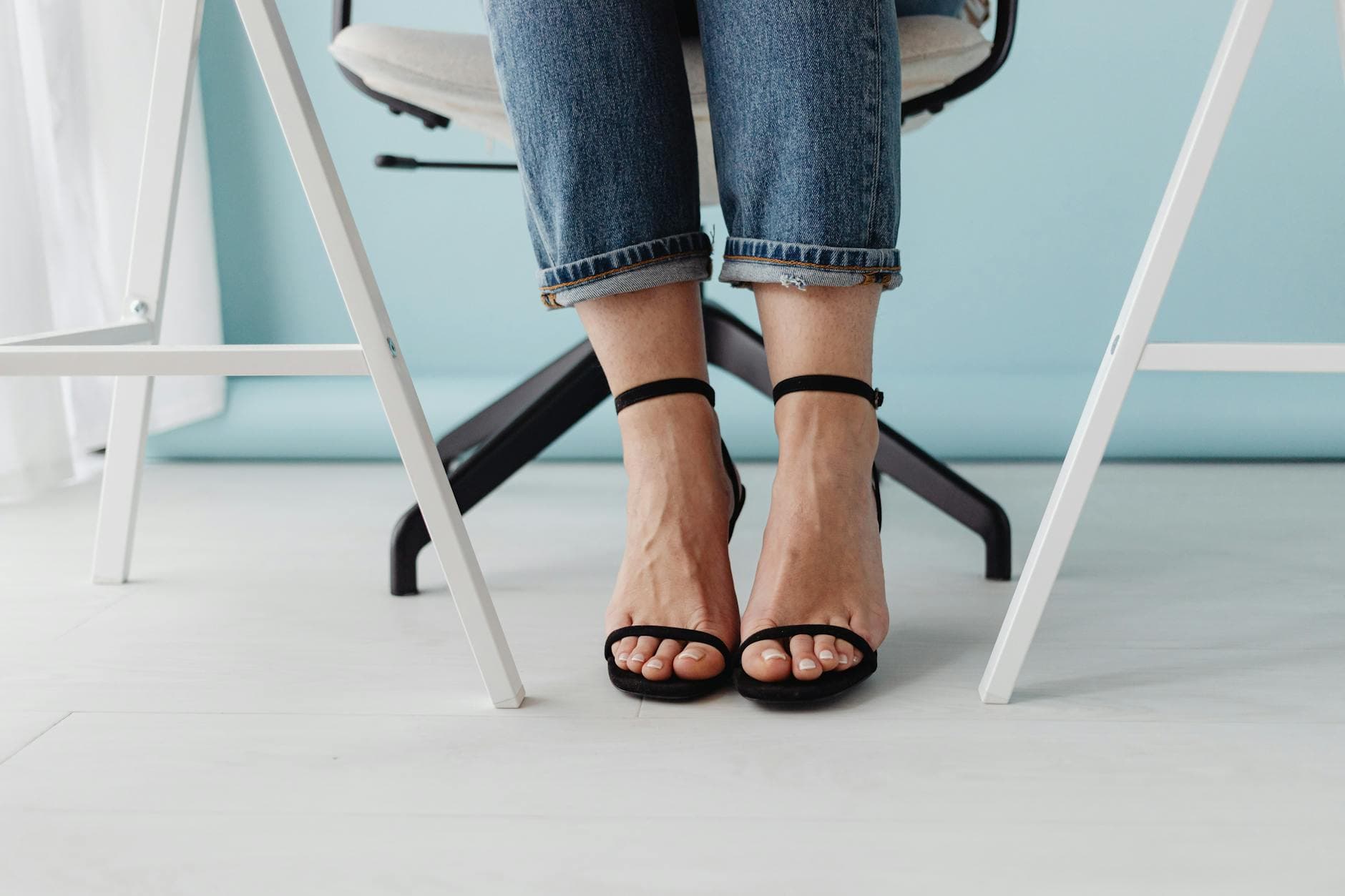 Rihanna pairs peep-toe sandals with jeans for a polished spring update