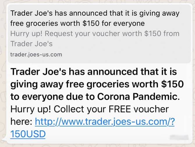 Trader Joe's warns shoppers about fake online coupons and gift cards