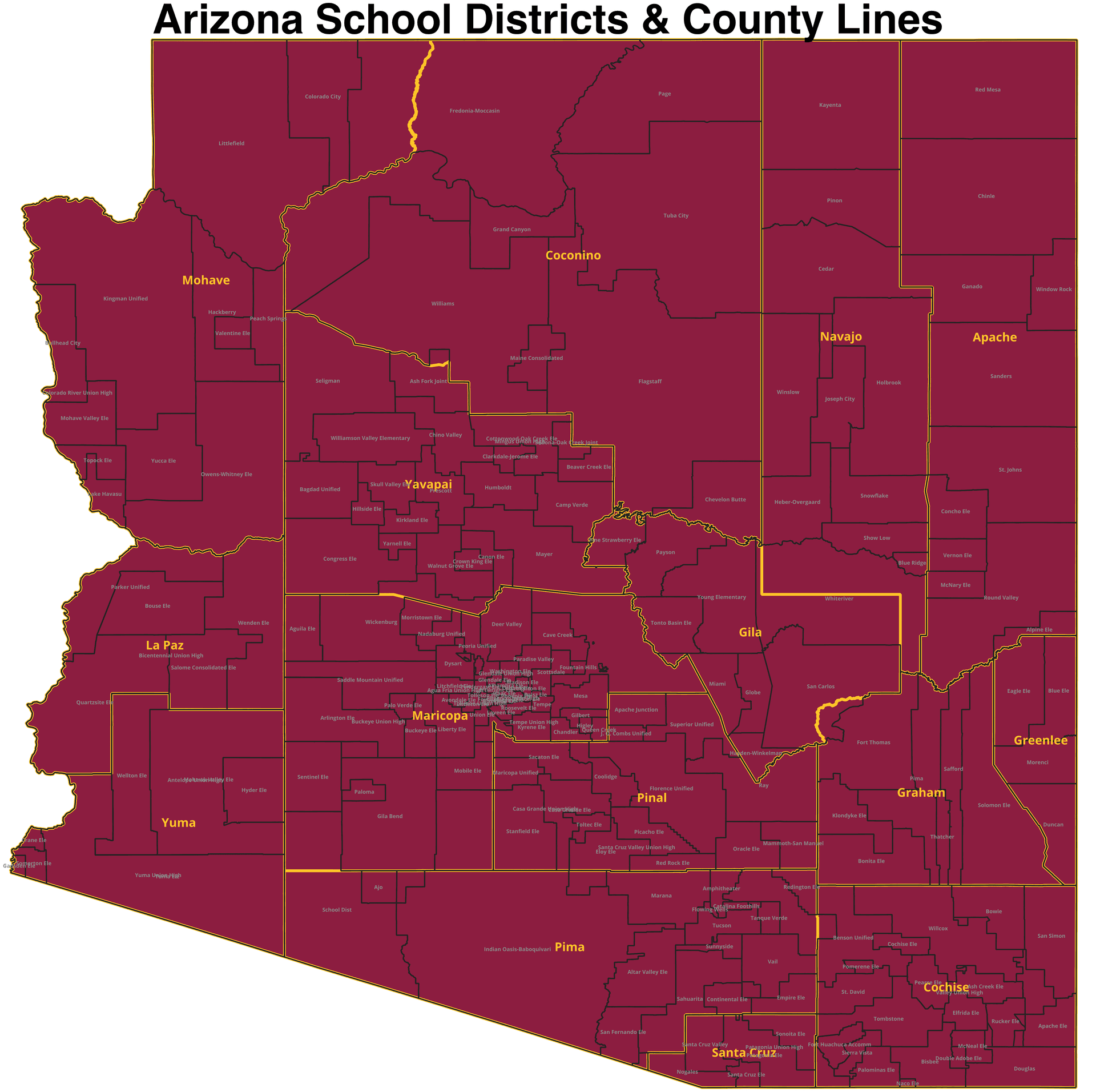 La Paz County school district map shows boundaries across communities