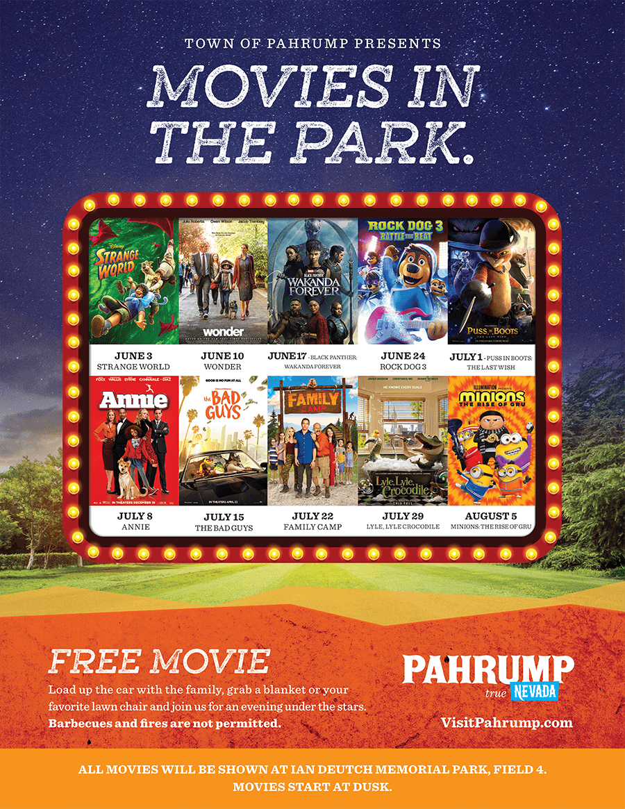 Pahrump’s Movies in the Park runs through August 8