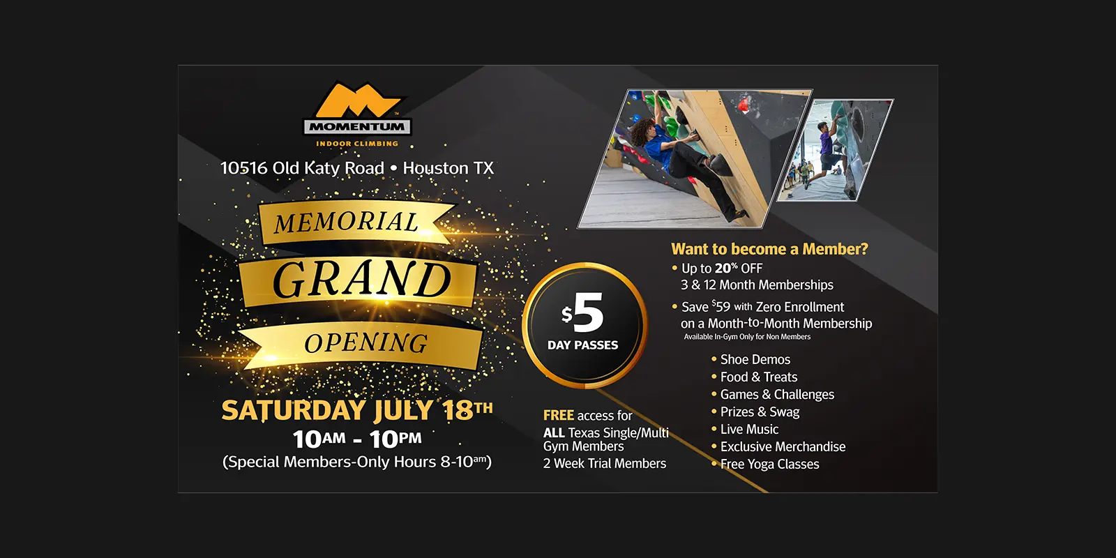 Momentum Climbing Texas opens Memorial location with free yoga classes