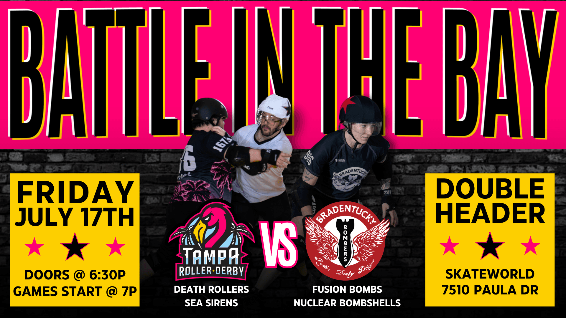 Tampa Roller Derby set for Battle of the Bay doubleheader on July 17