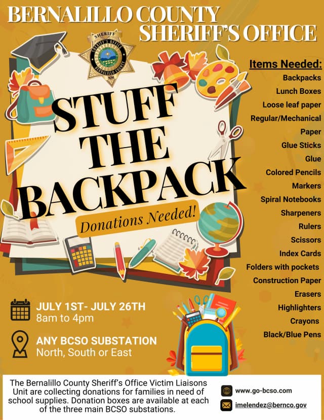 Bernalillo County deputies deliver school supplies to 32 families