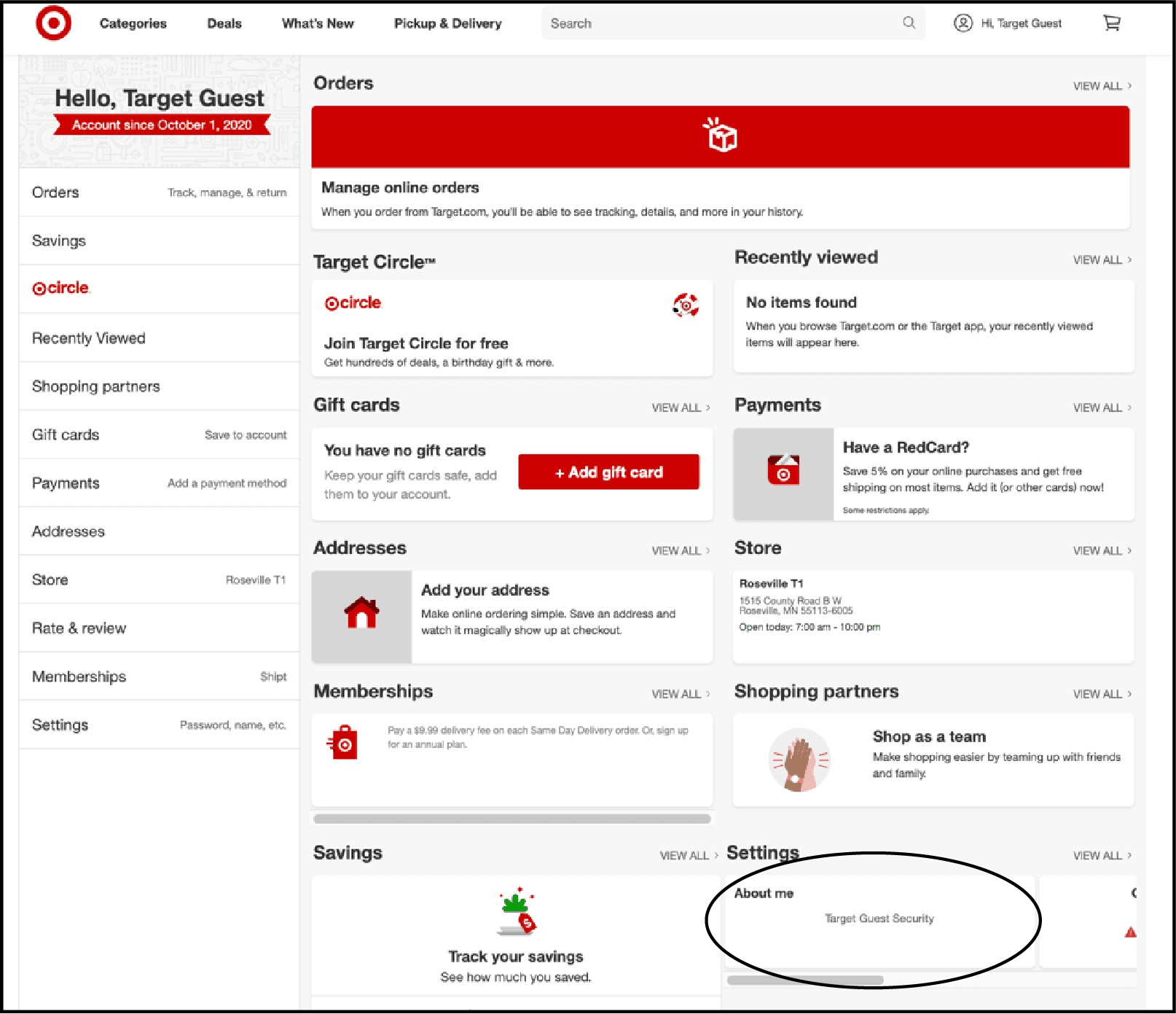 Target app help page shows employees how to update account details