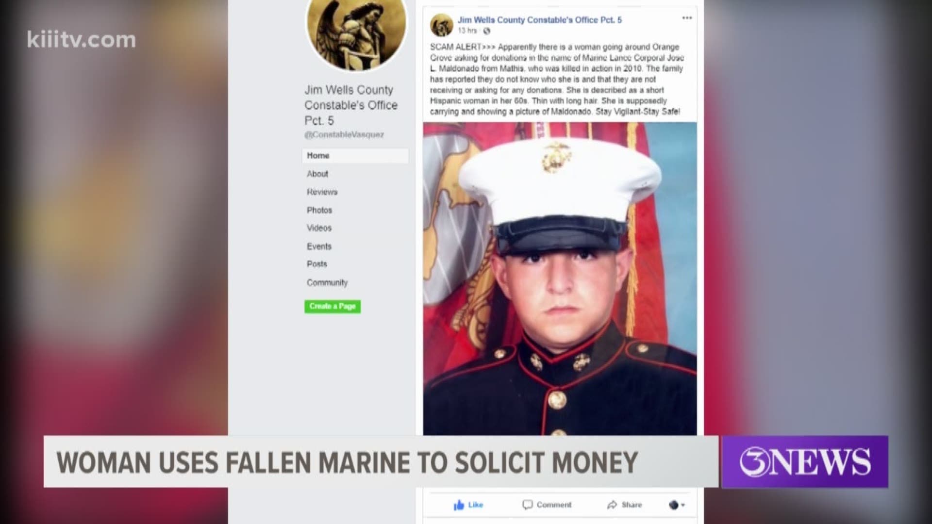 Orange Grove residents warned of donation scam using fallen Marine's name