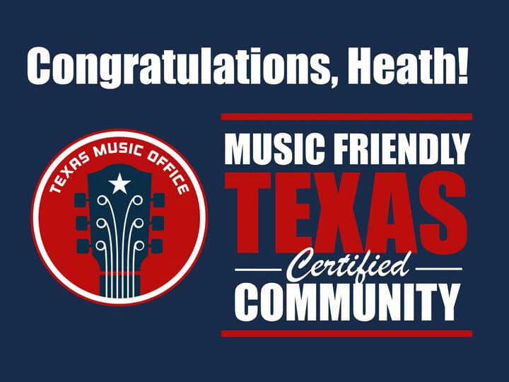 Heath earns Music Friendly Texas certification, boosting local arts economy
