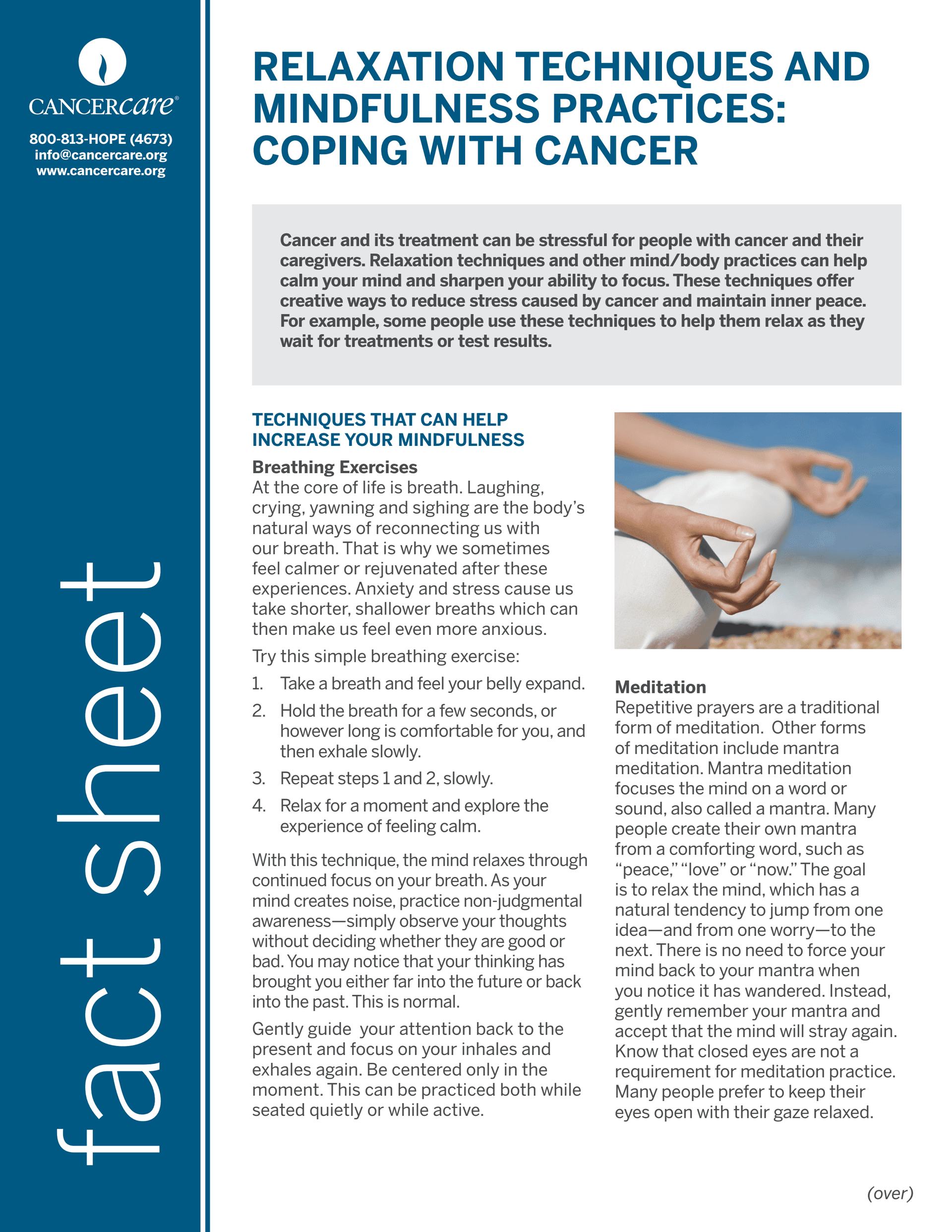 CancerCare offers flexible meditation tools for patients with cancer