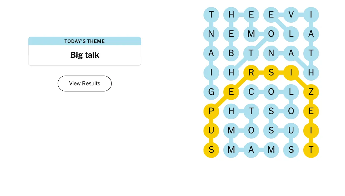 NYT Strands puzzle #868 answers point to big talk theme
