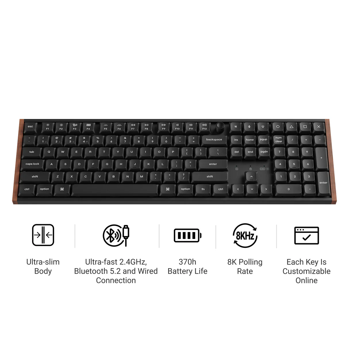 Keychron K5 Ultra 8K blends low-profile design with wood accents
