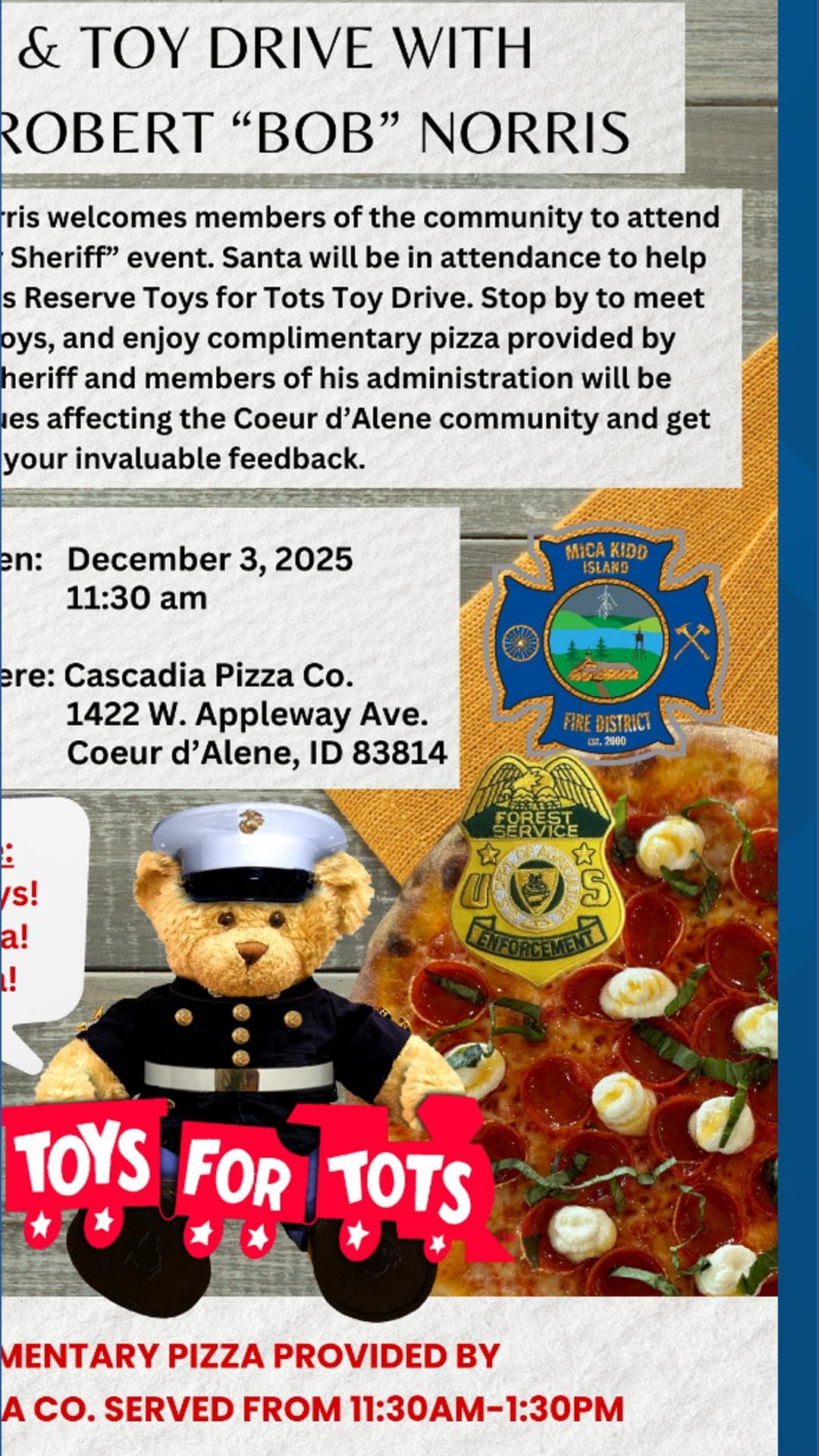 Kootenai County sheriff pairs pizza event with toy drive outreach