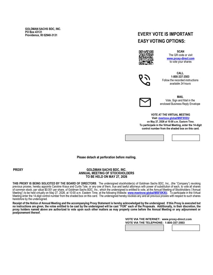 Goldman Sachs proxy reveals 2026 voting on pay and board oversight