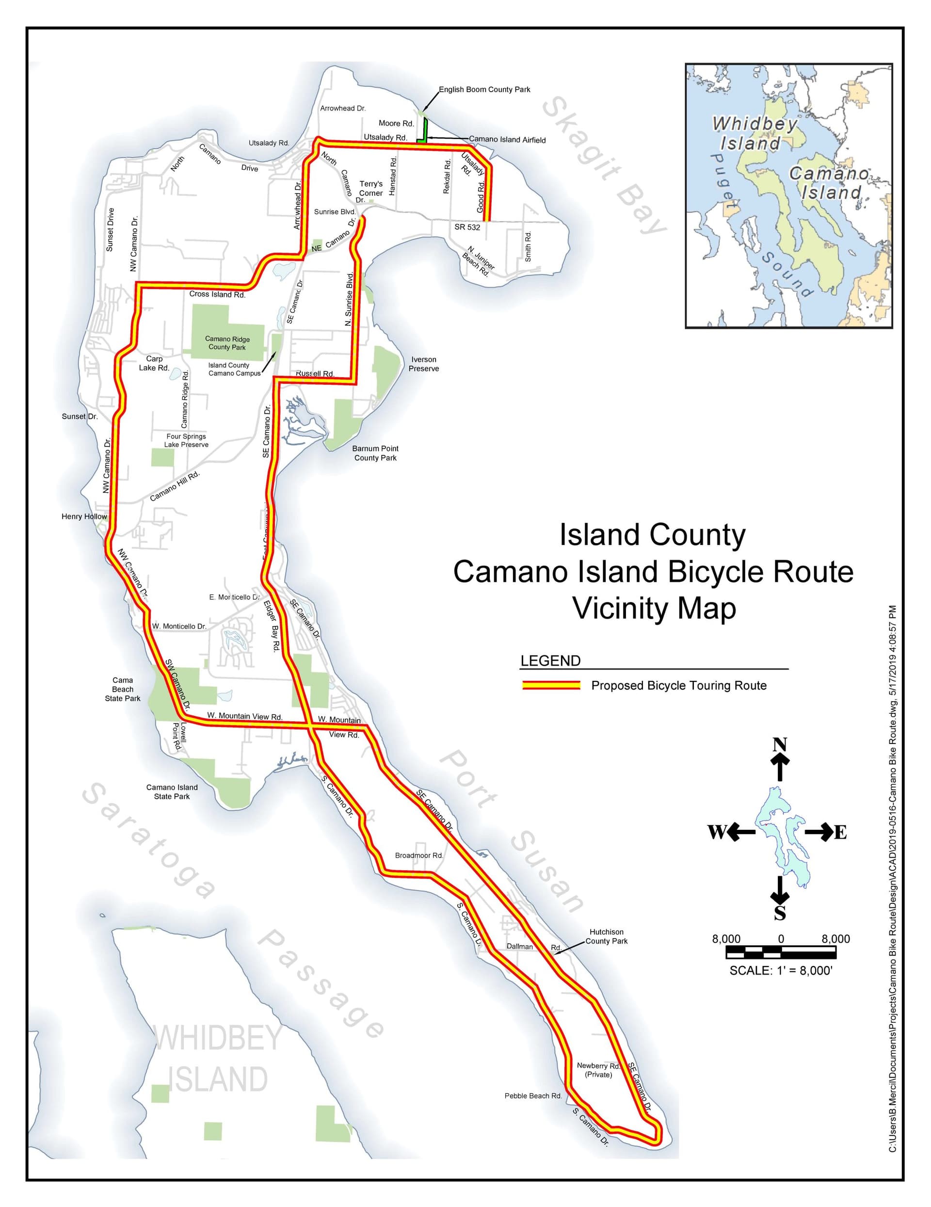 Island County bike map helps riders pick routes by hills and traffic