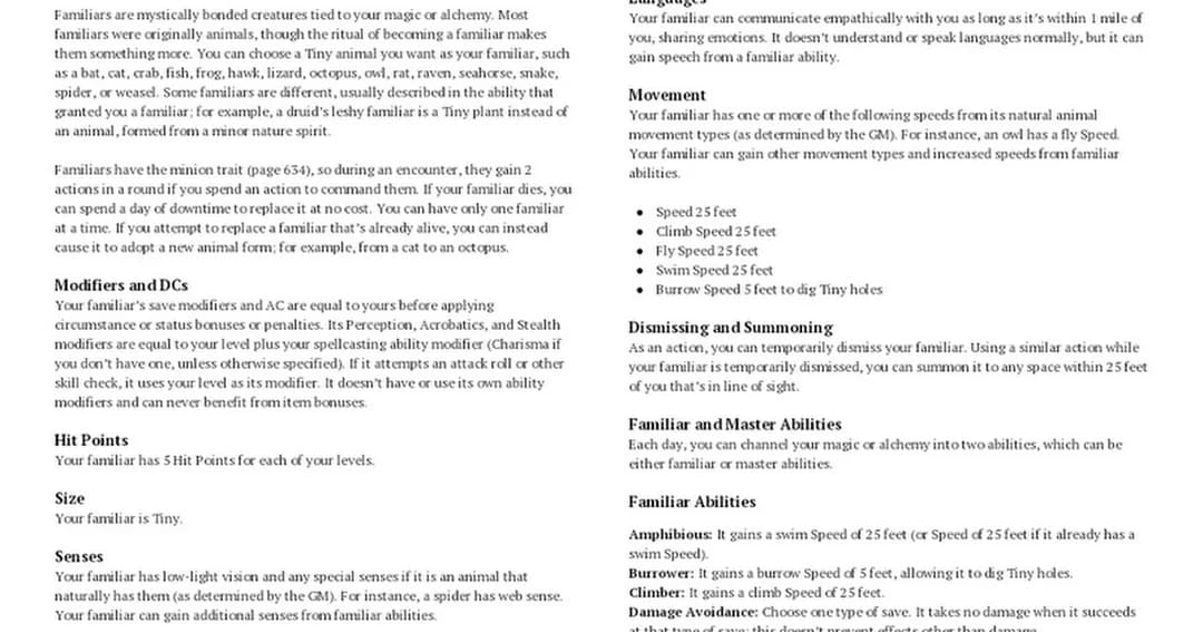 Pathfinder familiars, why Manual Dexterity makes them indispensable