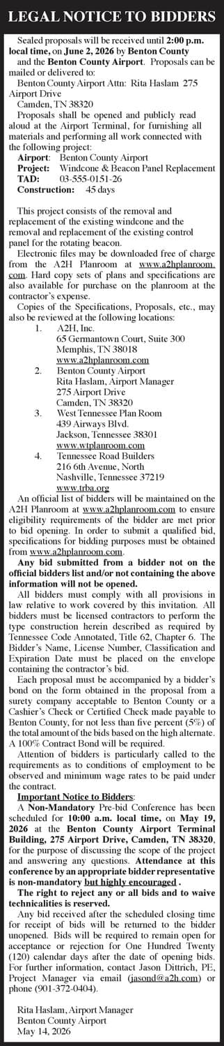 Decatur County chancery court sale notice posted in Parsons