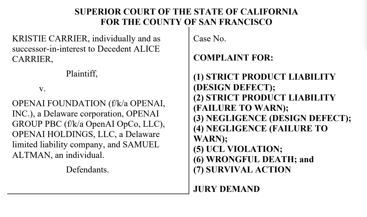 Parents sue OpenAI, claim ChatGPT gave fatal medical advice
