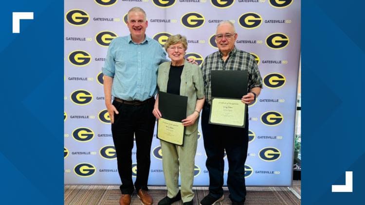 Gatesville ISD honors Betty and Greg Hines for 84 years of service