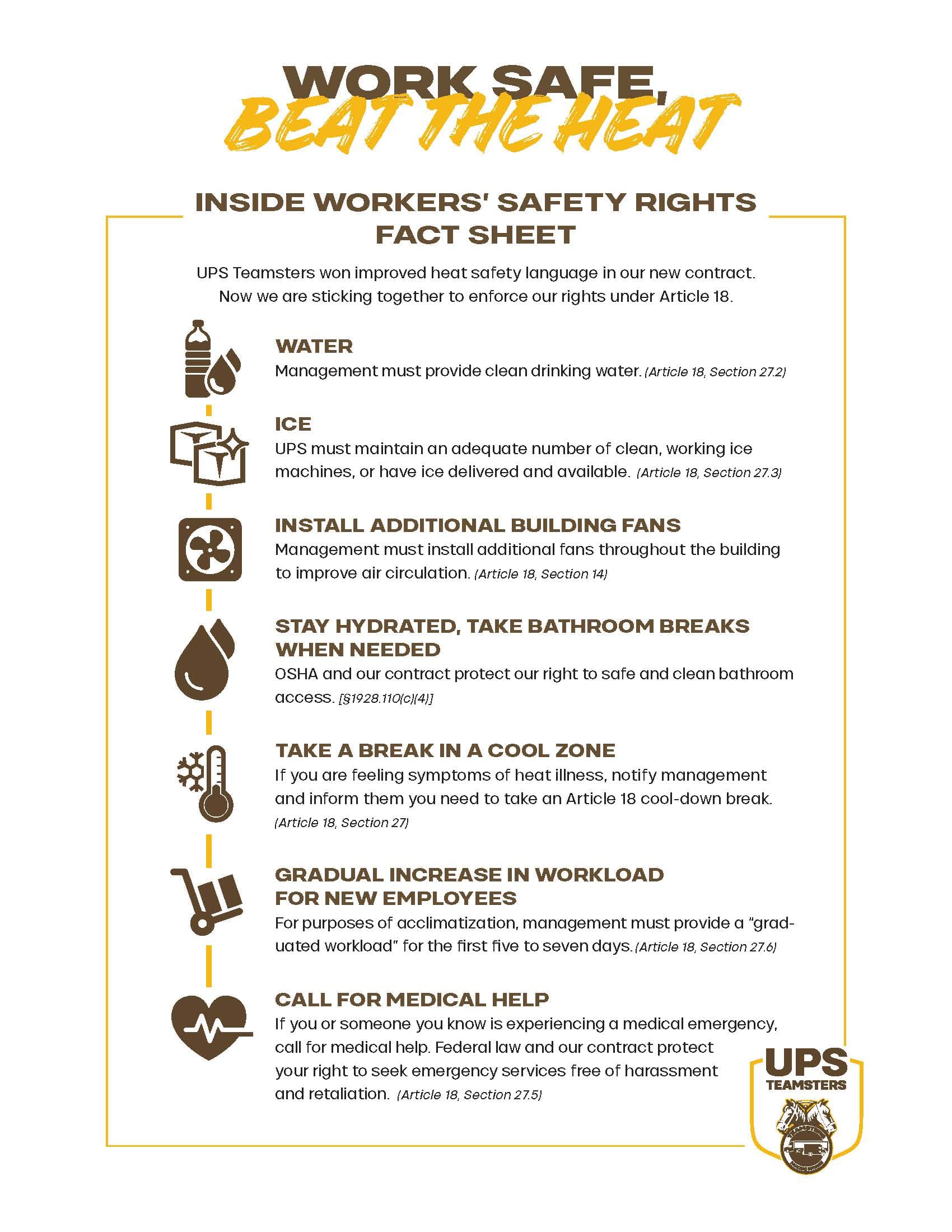 Teamsters Local 804 urges UPS workers to fight heat and pressure