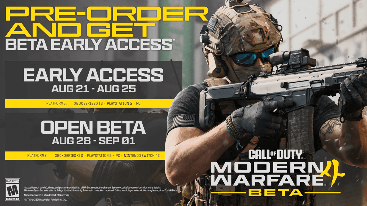 Activision confirms Call of Duty: Modern Warfare 4 beta dates for August