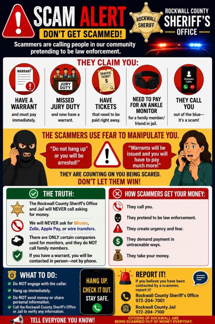 Rockwall County warns residents about scam calls and fake sheriff site