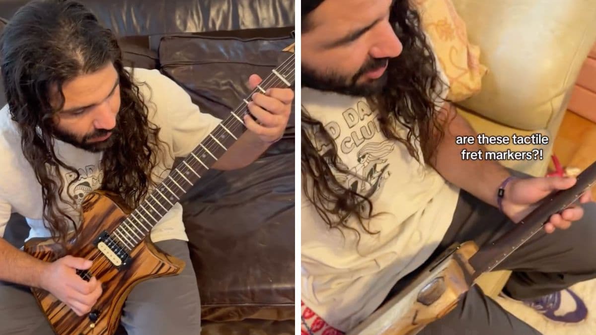 Blind guitarist receives first guitar with tactile fret markers