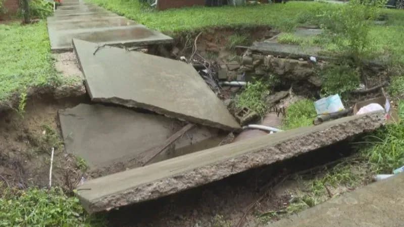 Heavy rain causes driveway collapse at High Point home