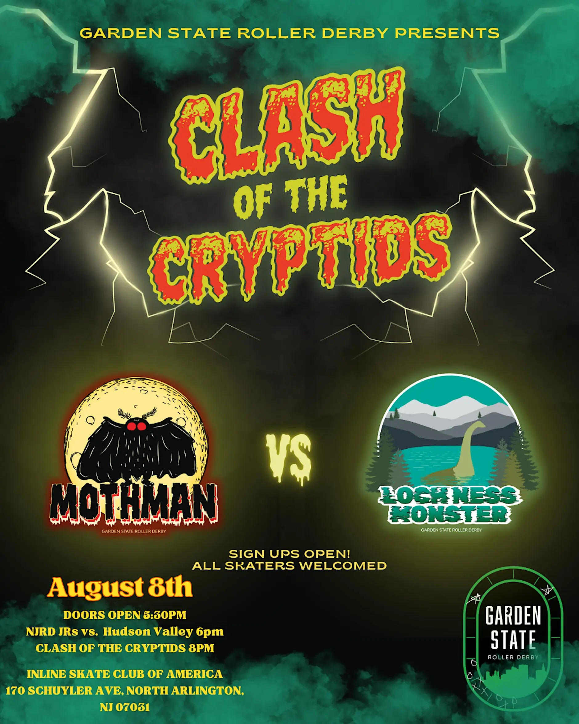 Garden State Roller Derby promotes Clash of the Cryptids and skater intake