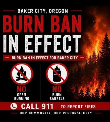 Baker City fire department imposes burn ban amid high fire danger