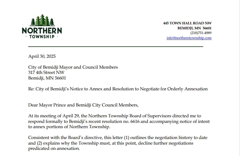 Northern Township to seek incorporation as Bemidji plans annexation bid