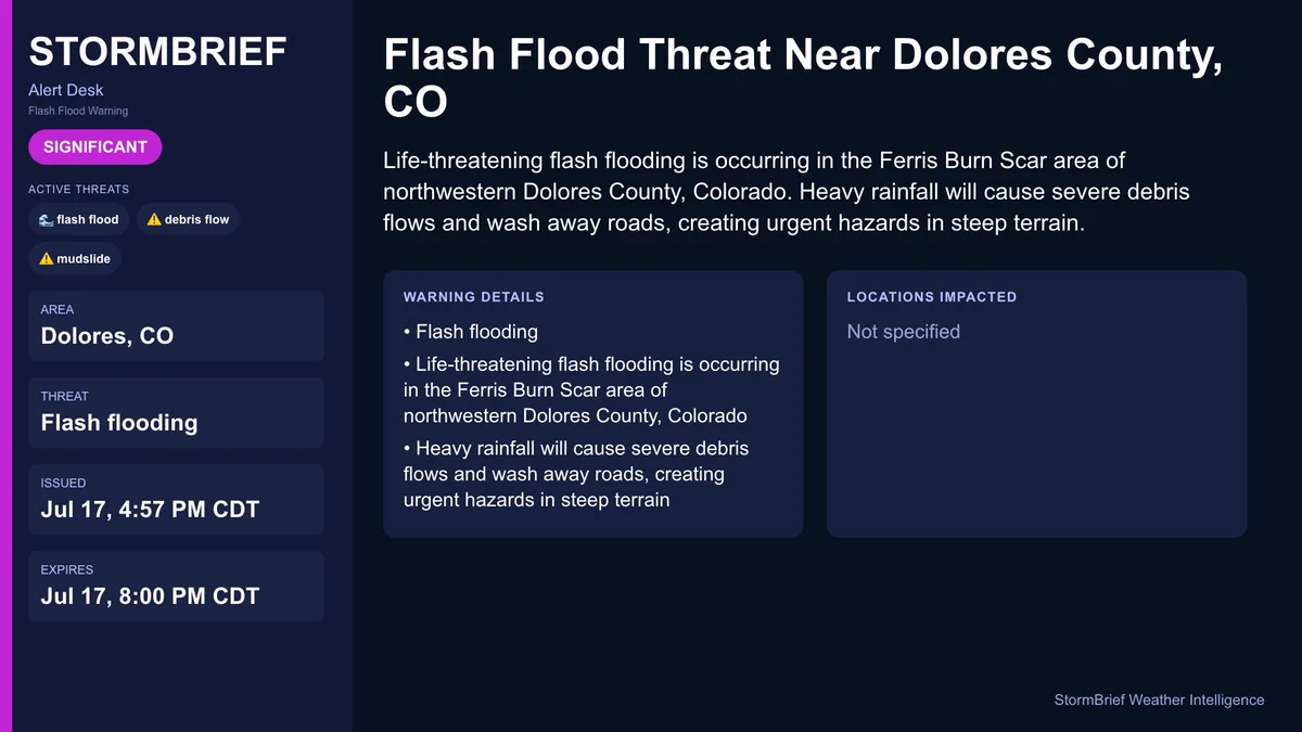 Flash flooding hits Ferris Burn Scar, washes out roads near Dolores