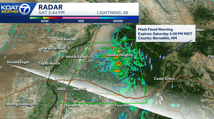 Flash flood warning issued for north central Bernalillo County