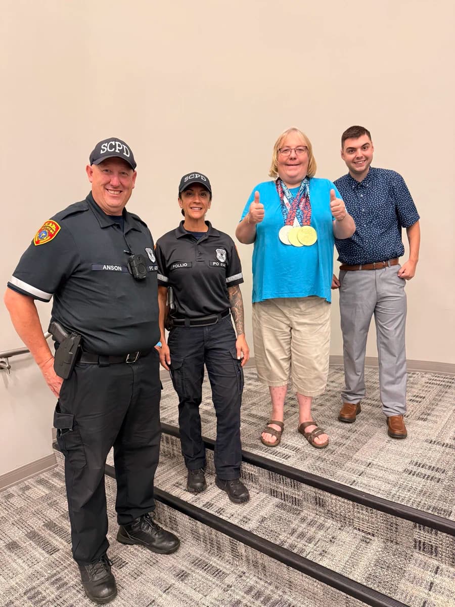 Suffolk police congratulate Moriches resident on Special Olympics gold