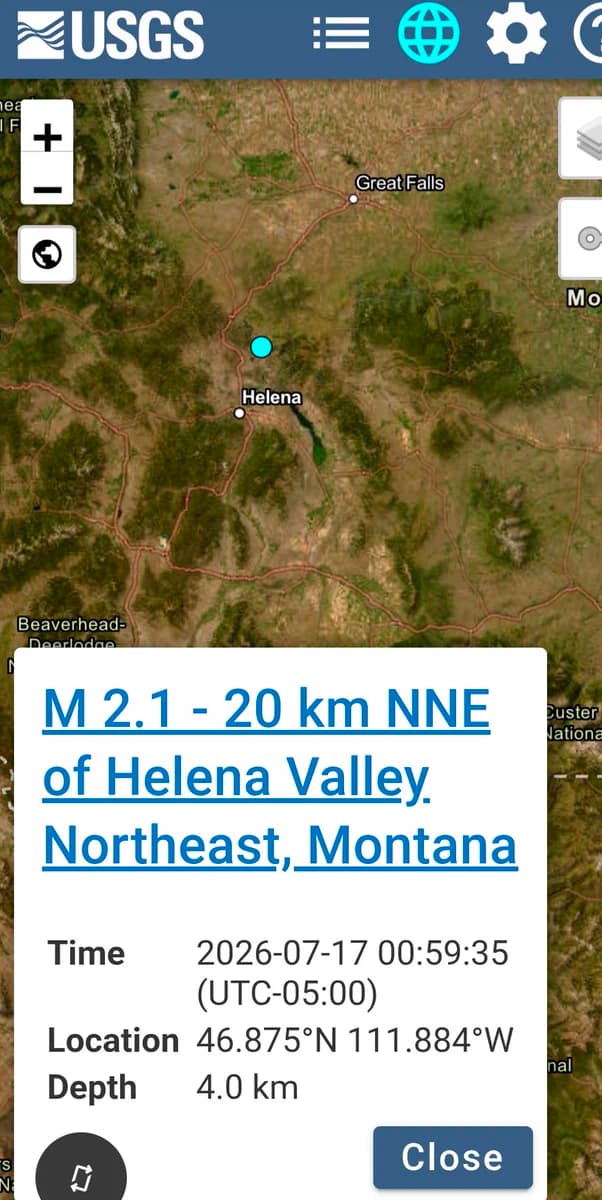 Minor 2.1 earthquake shakes Helena area in Lewis and Clark County