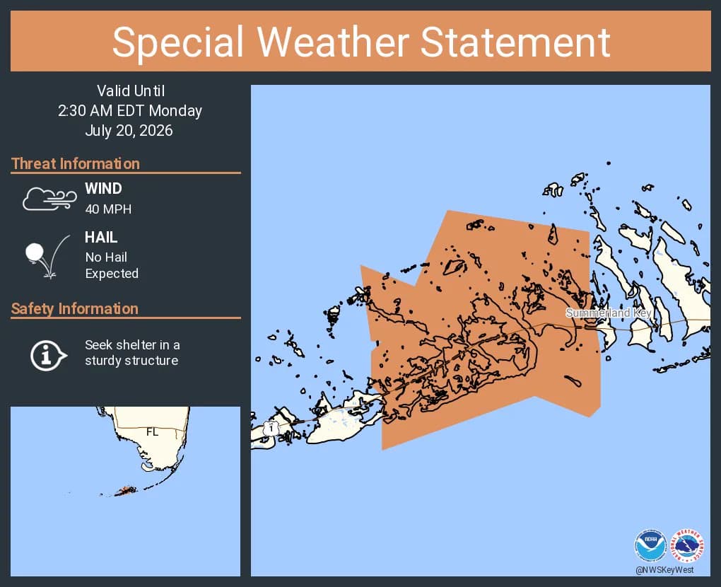 Special weather statement issued for Monroe County, flooding risk in the Keys