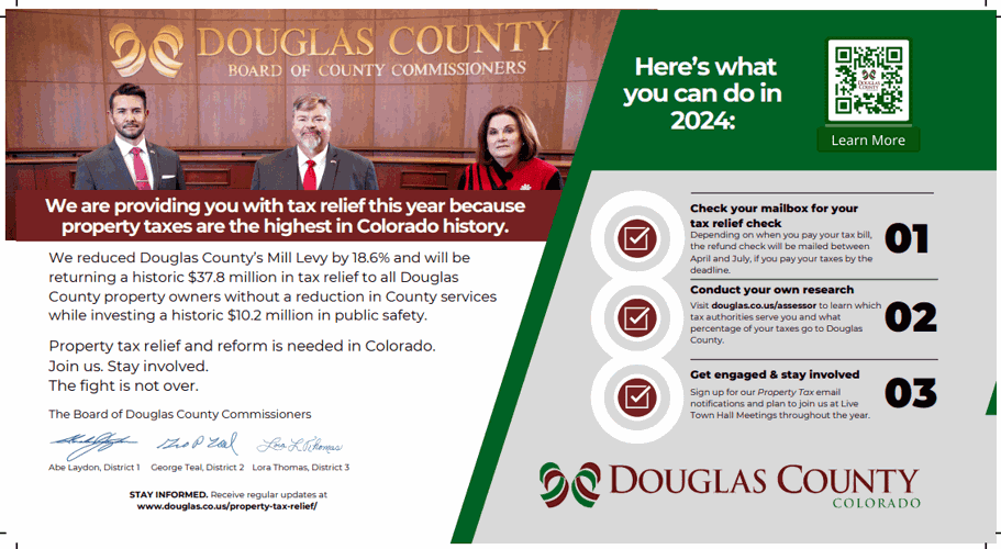 Douglas County defends $65,000 postcard campaign on tax relief